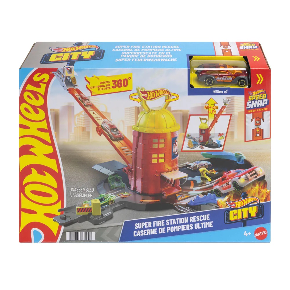 Set Joaca Hot Wheels City Super Fire Station Rescue cu Masinuta si Pista - poza 3