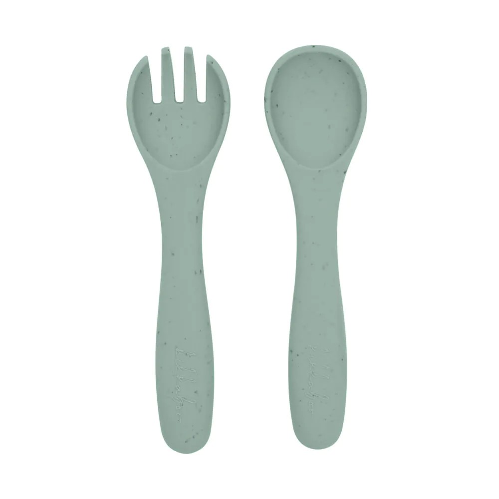 Set Kikka Boo Furculita si Lingura Platinum Silicone Sage 6 luni + - poza 1