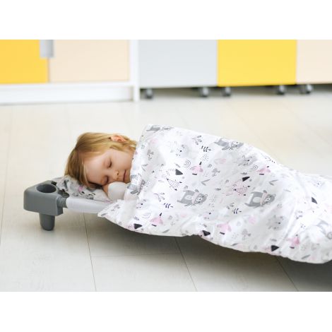 Set lenjerie cu animalute gri-roz pentru patut gradinita - poza 5