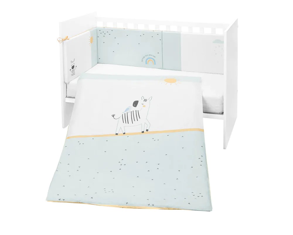 Set lenjerie de pat 2 piese Kikka Boo EU Style 70 x 140 cm Stripy Friends