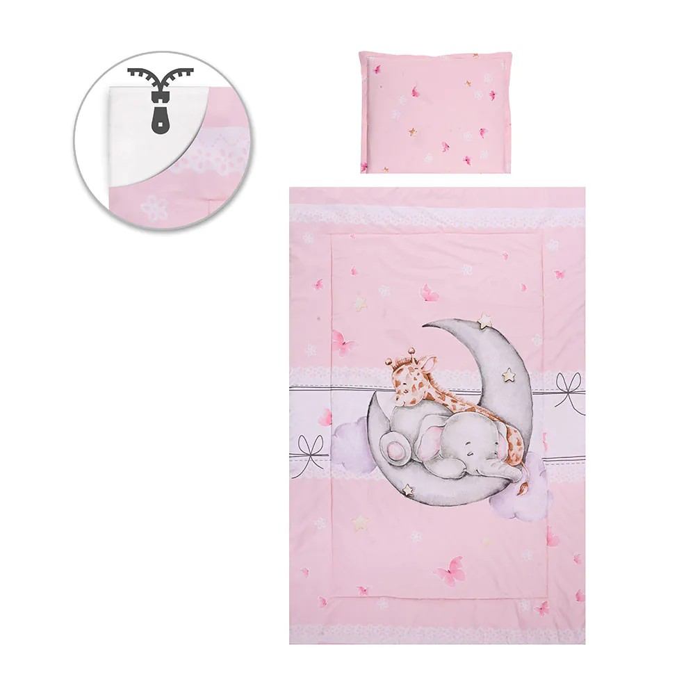 Set lenjerie de pat 5 piese Lorelli Cosy 2024 Butterflies Pink - poza 1