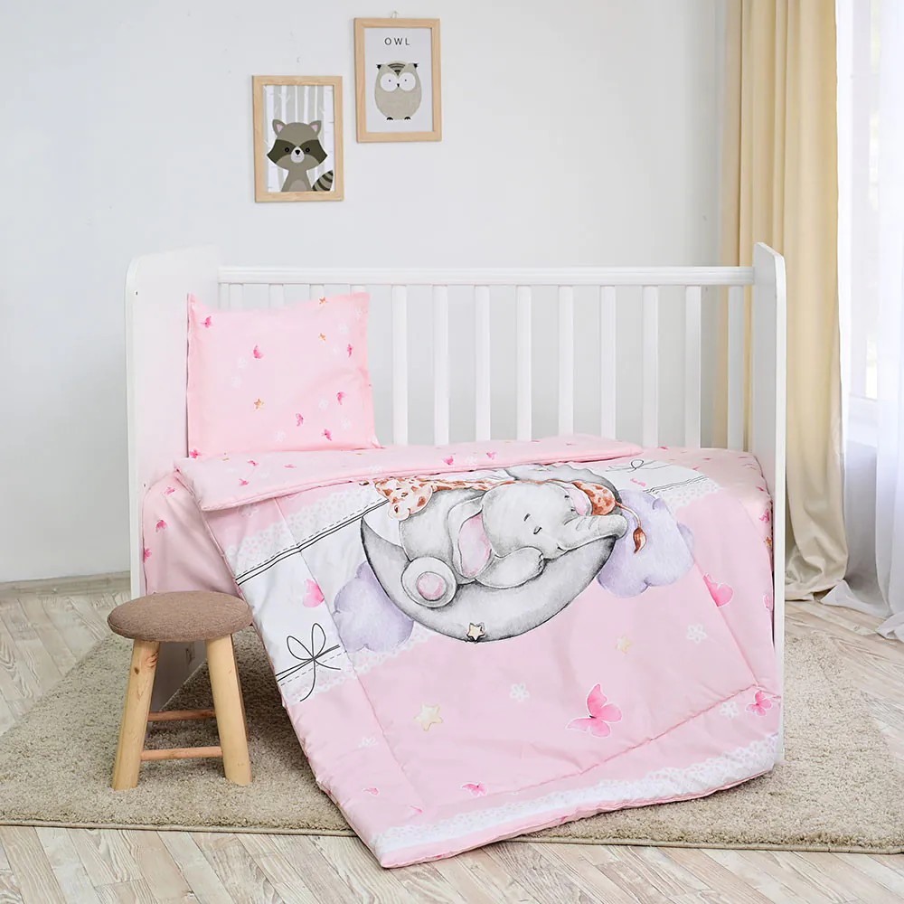 Set lenjerie de pat 5 piese Lorelli Cosy 2024 Butterflies Pink - poza 3