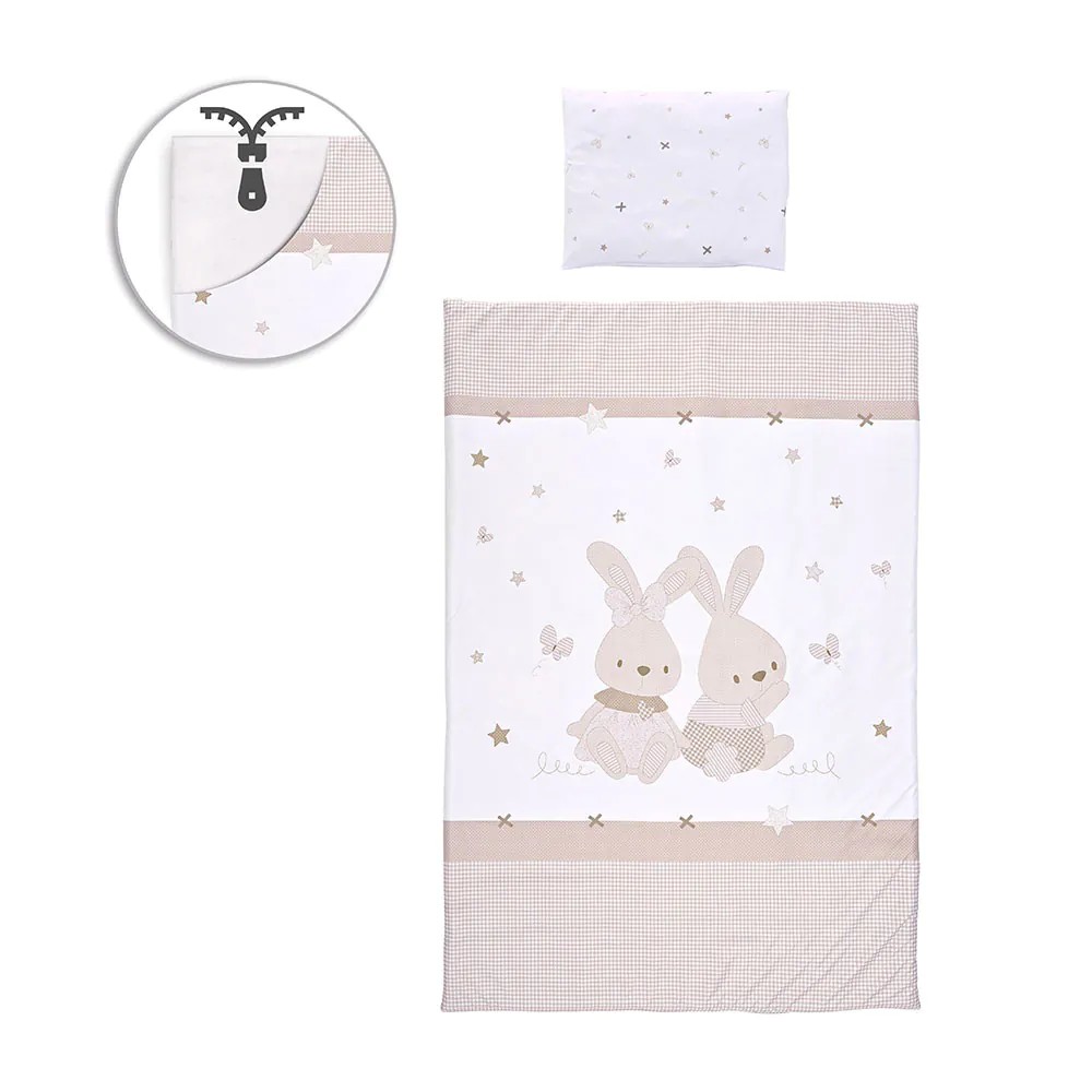 Set lenjerie de pat 5 piese Lorelli Cosy 2024 Honey Bunny Beige - poza 1