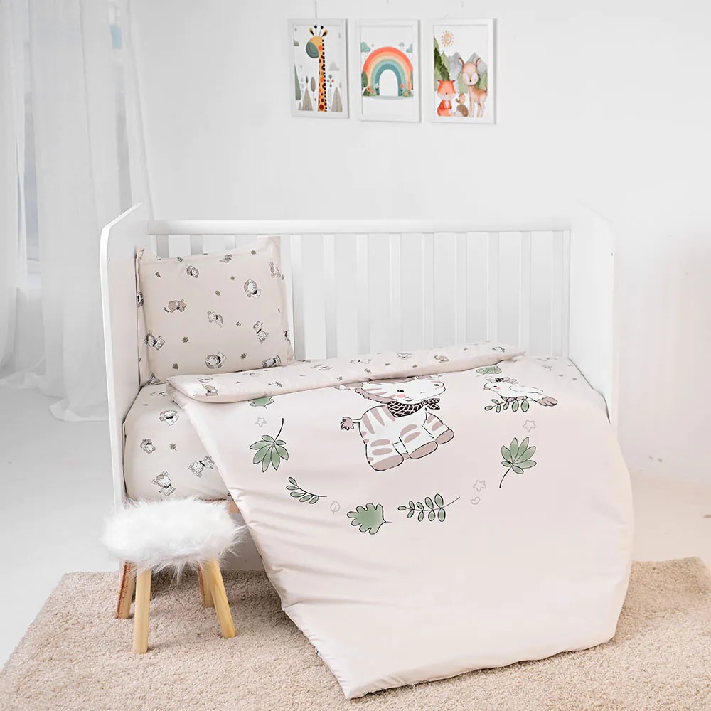 Set lenjerie de pat Lorelli Cosy 5 piese Jungle Bej - poza 3