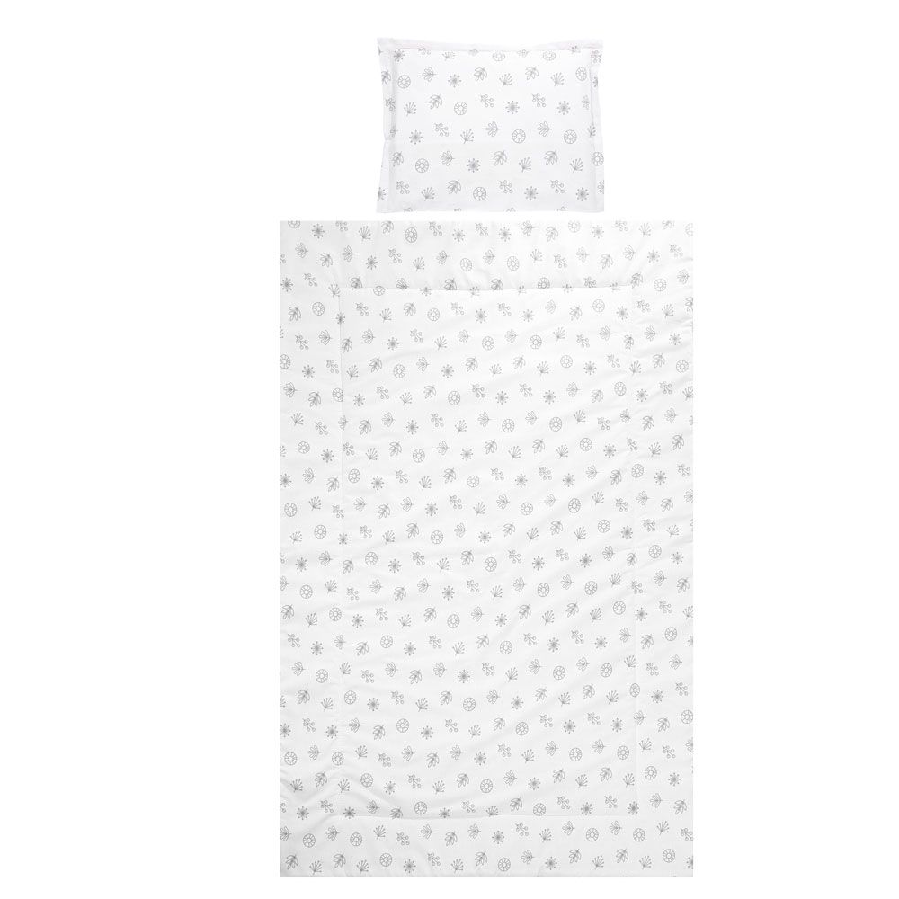 Set lenjerie de pat Lorelli Cosy Ranforce Leaves Grey 3 piese - poza 2