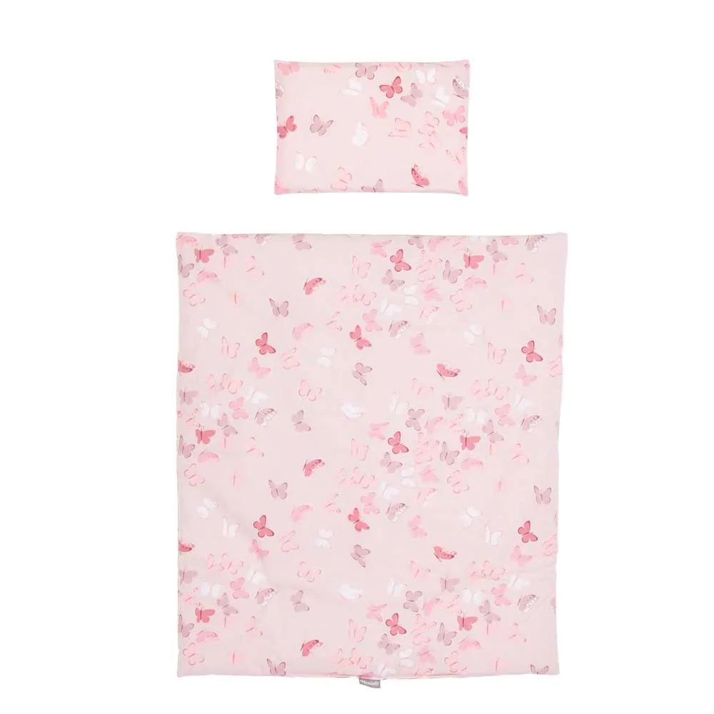 Set lenjerie de pat pentru tarc mic Chipolino Pink Butterflies - poza 1