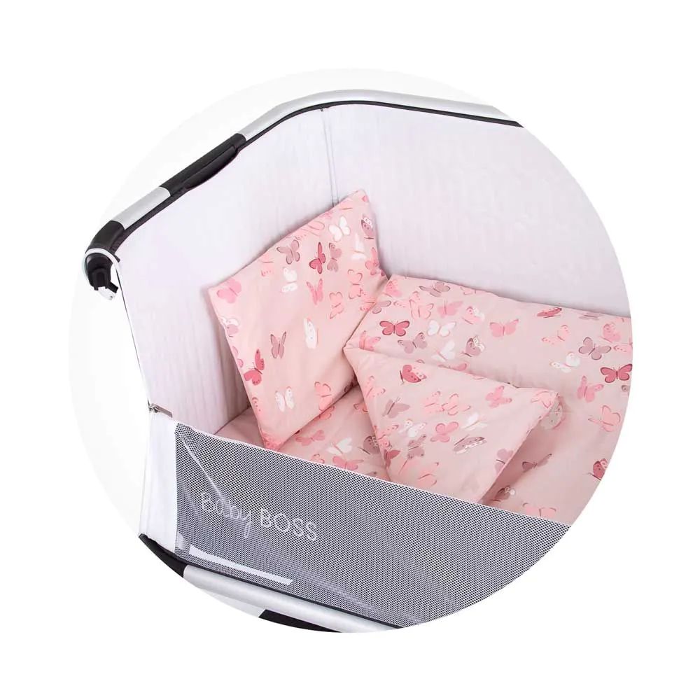 Set lenjerie de pat pentru tarc mic Chipolino Pink Butterflies - poza 2