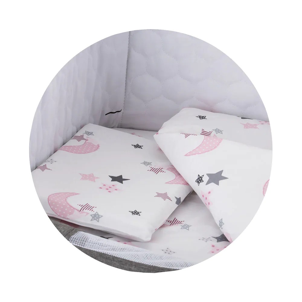 Set lenjerie pentru tarc mic Chipolino Moon Roz cu alb - poza 1