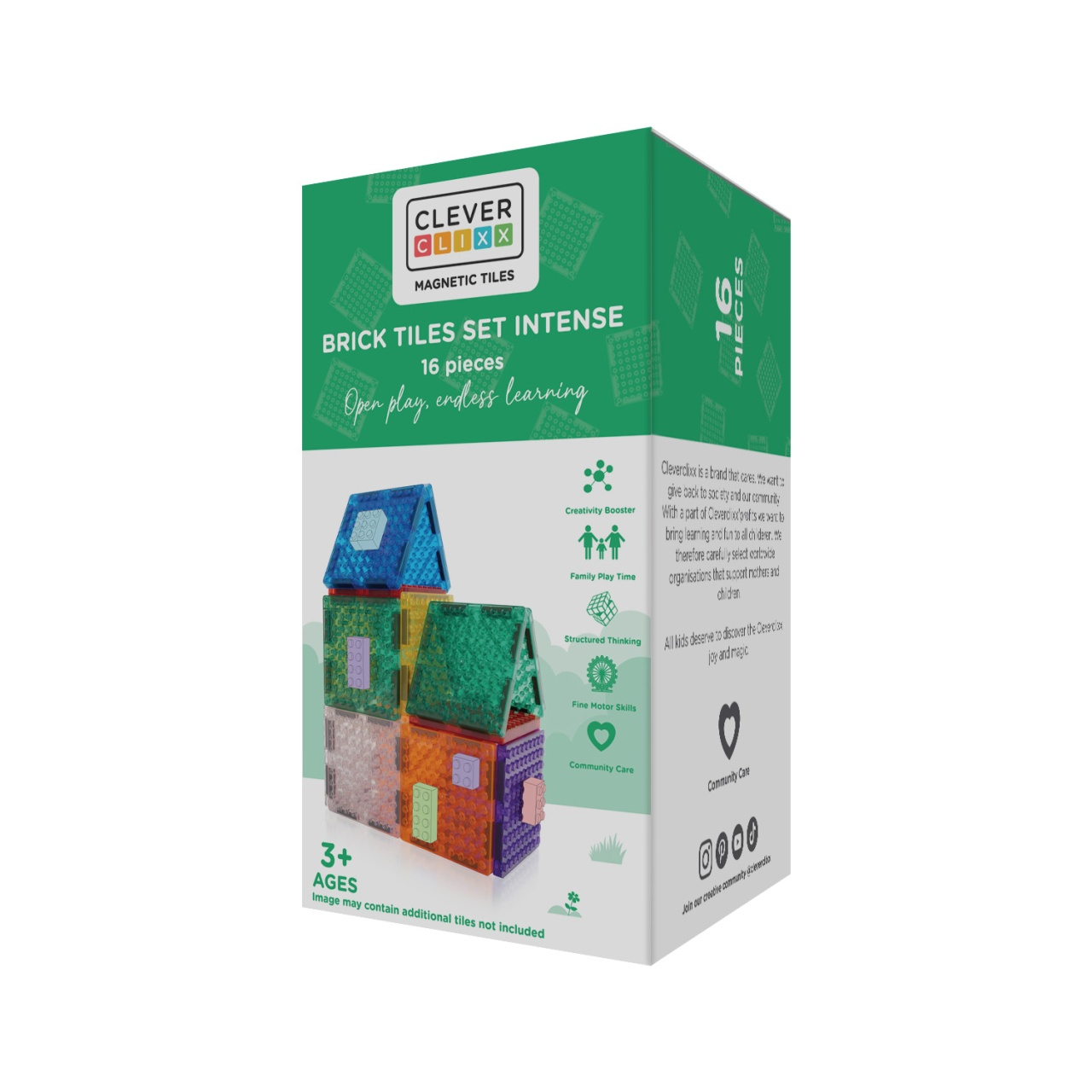 Set magnetic de construit Brick Tiles 16 piese, Cleverclixx