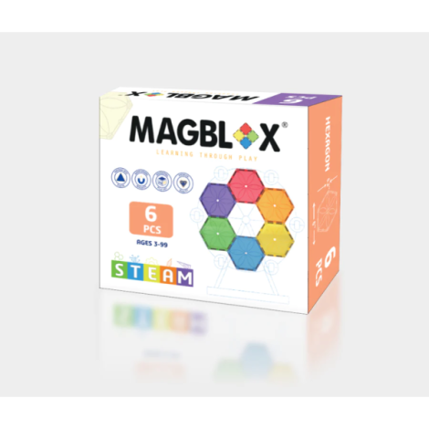 Set magnetic Magblox - 6 piese magnetice hexagon pentru constructie - poza 1