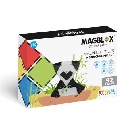 Set magnetic Magblox - 92 piese magnetice de constructie Monocrom AlbNegru - poza 1