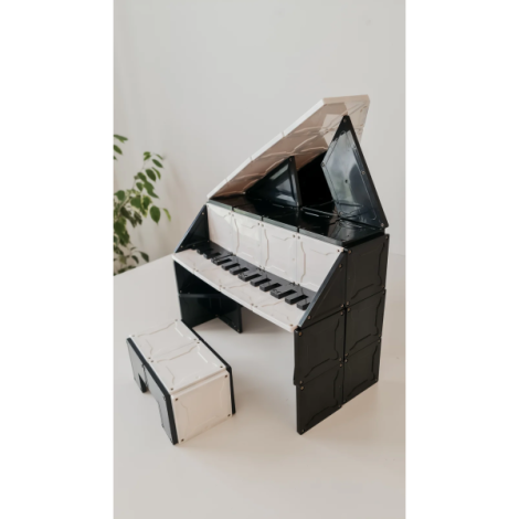 Set magnetic Magblox - 92 piese magnetice de constructie Monocrom AlbNegru - poza 2