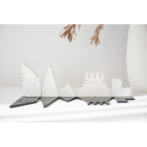 Set magnetic Magblox - 92 piese magnetice de constructie Monocrom AlbNegru - poza 5