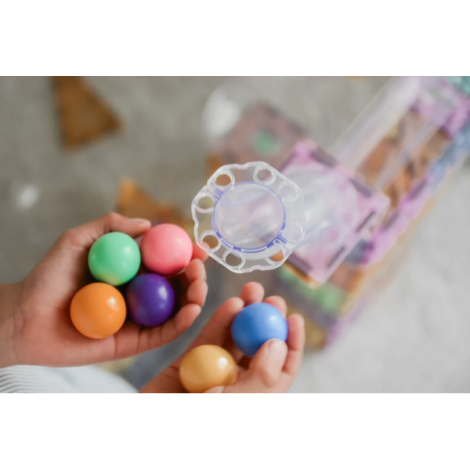 Set magnetic Magblox - 98 piese, circuit cu bile PASTEL - Magbrix Marble Run - poza 3