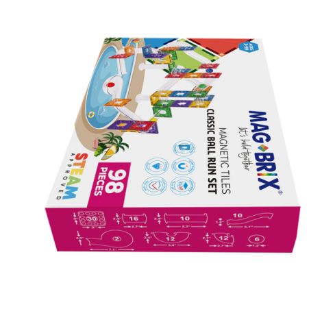 Set magnetic Magblox - 98 piese, circuit cu bile PASTEL - Magbrix Marble Run - poza 5