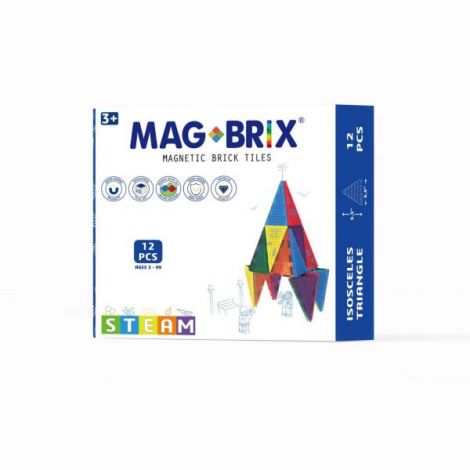 Set magnetic Magbrix 12 piese triunghi isoscel - compatibil cu caramizi de constructie tip Lego - poza 1