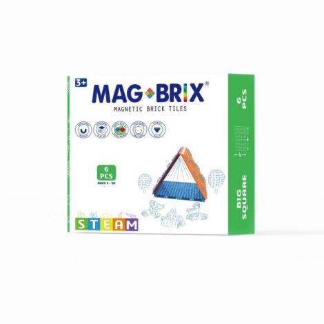 Set magnetic Magbrix 6 piese patrate mari - compatibil cu caramizi de constructie tip Lego - poza 1
