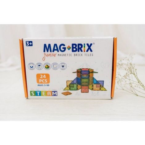Set magnetic Magbrix Junior 24 piese patrate - compatibil cu caramizi de constructie tip Lego Duplo - poza 2