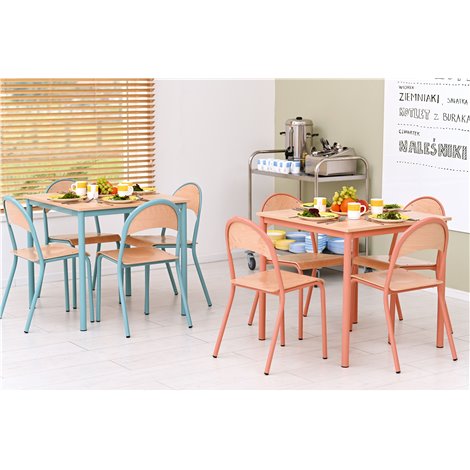 Set masa 80x80 cm si 4 scaune marime P6, picioare metalice turcoaz - poza 2