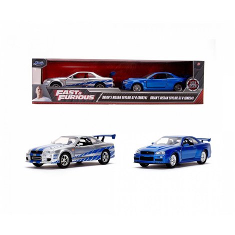Set Masinute Metalice Fast & Furious Brian's Nissan Skyline Gt-r(bnr34) Scara 1 La 32 - poza 1