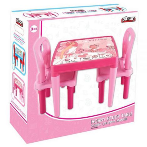 Set Masuta cu 2 scaune pentru copii Pilsan Hobby Study Table pink - poza 4