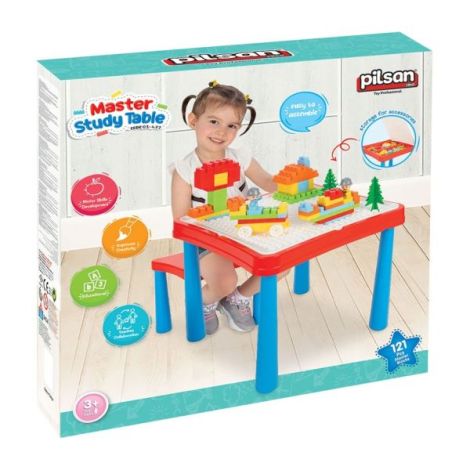 Set masuta cu scaune si cuburi Pilsan Master Study Table cu 121 piese - poza 3