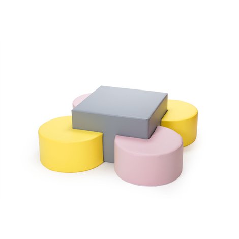 Set masuta din spuma, gri deschis si taburete colorate, gradinita - poza 1