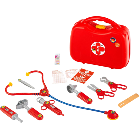 Set Medic cu Geantă și 14 Accesorii Incluzând Stetoscop, Termometru și Seringă Theo Klein 4383 pentru Copii 3+