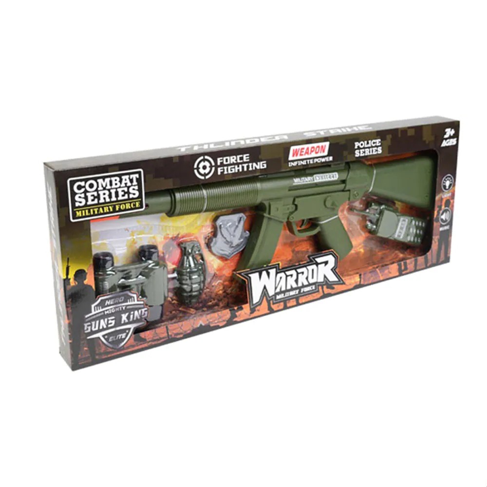 Set militar pentru copii cu automat, binoclu, insigna, grenada si walkie-talkie Force Fighting - poza 2