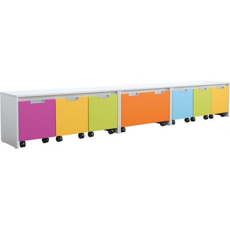 Set mobilier gradinita Quadro 110 alb, dulapuri colorate pe roti - poza 2
