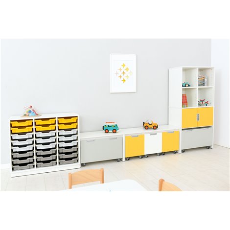Set mobilier Quadro 158, cu 20 containere mici culisante, alb, gradinita si scoala - poza 2