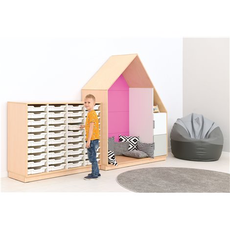 Set mobilier Quadro 159, cu 40 containere mici culisante, artar, gradinita si scoala - poza 2