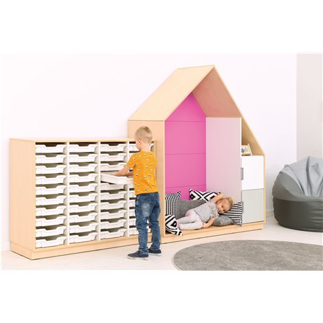 Set mobilier Quadro 159, cu 40 containere mici culisante, artar, gradinita si scoala - poza 3