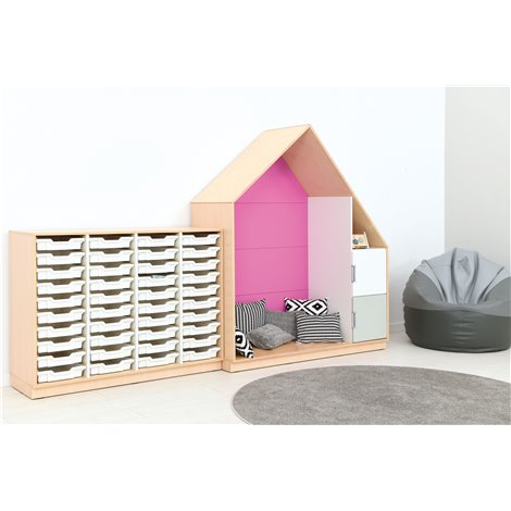 Set mobilier Quadro 159, cu 40 containere mici culisante, artar, gradinita si scoala - poza 4