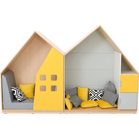 Set mobilier Quadro 160, Casuta Dubla, cu saltea si perne incluse, gradinita si scoala