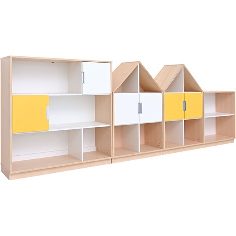 Set mobilier Quadro 200, design casute, artar cu alb, 355 cm lungime, gradinita si scoala - poza 1