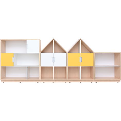 Set mobilier Quadro 200, design casute, artar cu alb, 355 cm lungime, gradinita si scoala - poza 2