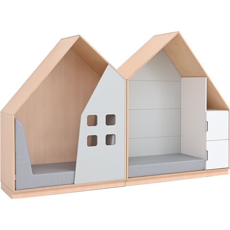 Set mobilier Quadro 201, design casute, artar, 285 cm lungime, saltele incluse, gradinita si scoala - poza 1