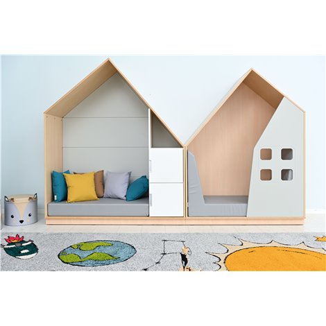 Set mobilier Quadro 201, design casute, artar, 285 cm lungime, saltele incluse, gradinita si scoala - poza 2