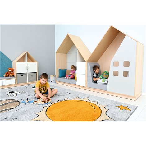 Set mobilier Quadro 201, design casute, artar, 285 cm lungime, saltele incluse, gradinita si scoala - poza 3