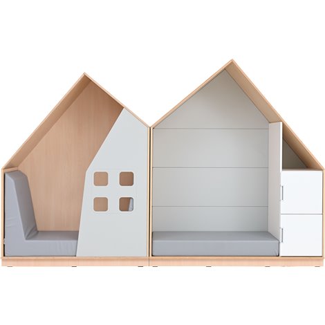 Set mobilier Quadro 201, design casute, artar, 285 cm lungime, saltele incluse, gradinita si scoala - poza 5