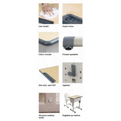 Set mobilier scolar individual cu inaltime reglabila 64 - 79 - poza 4