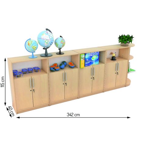 Set mobilier scolar pentru depozitare si expunere materiale didactice, expo 1 culoare mesteacan - poza 4