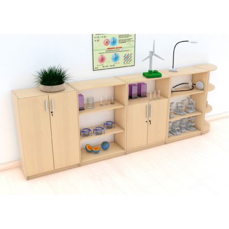 Set mobilier scolar pentru depozitare si expunere materiale didactice, expo 2 culoare mesteacan - poza 1