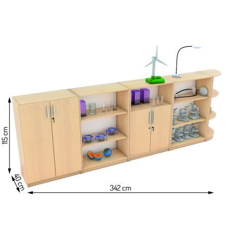 Set mobilier scolar pentru depozitare si expunere materiale didactice, expo 2 culoare mesteacan - poza 4