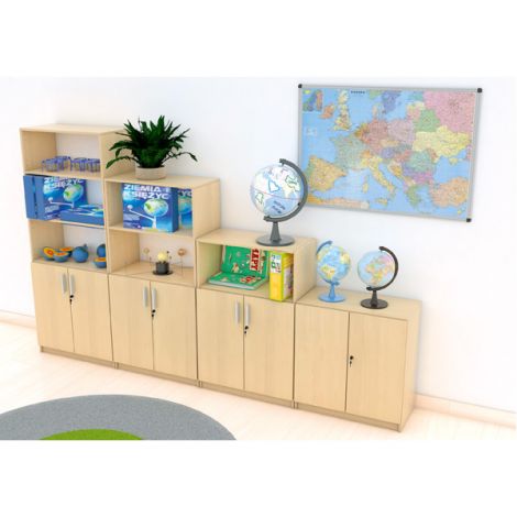 Set mobilier scolar pentru depozitare si expunere materiale didactice, expo 3 culoare mesteacan - poza 2