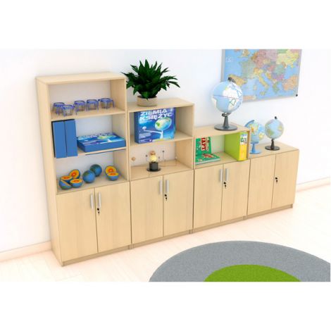 Set mobilier scolar pentru depozitare si expunere materiale didactice, expo 3 culoare mesteacan - poza 3