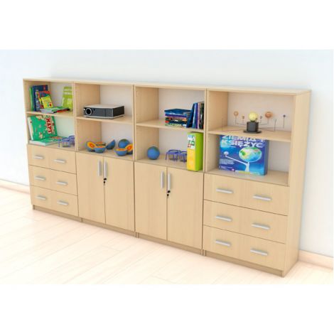 Set mobilier scolar pentru depozitare si expunere materiale didactice, expo 4 culoare mesteacan - poza 4
