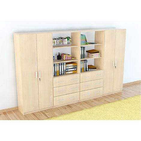 Set mobilier scolar pentru depozitare si expunere materiale didactice, expo 5 culoare mesteacan - poza 1