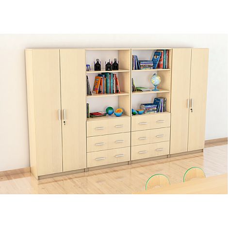 Set mobilier scolar pentru depozitare si expunere materiale didactice, expo 5 culoare mesteacan - poza 2